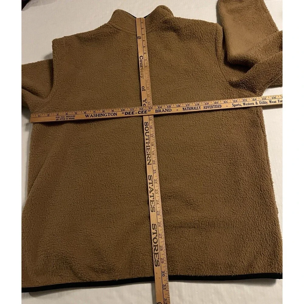 North Face Sherpa Fleece Jacket Full Zip Coat XL Pocket Tan Brown Hiking Outdoor